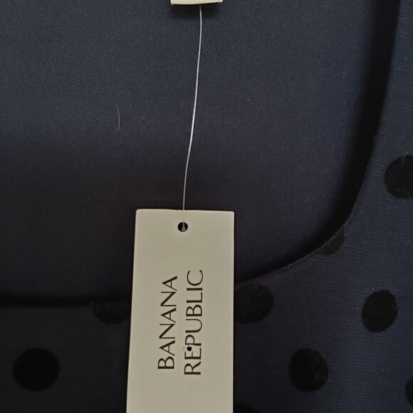 BANANA REPUBLIC Navy Blue With Black Velvet Dots Sleeveless Dress. NEW WITH TAG - Picture 7 of 7